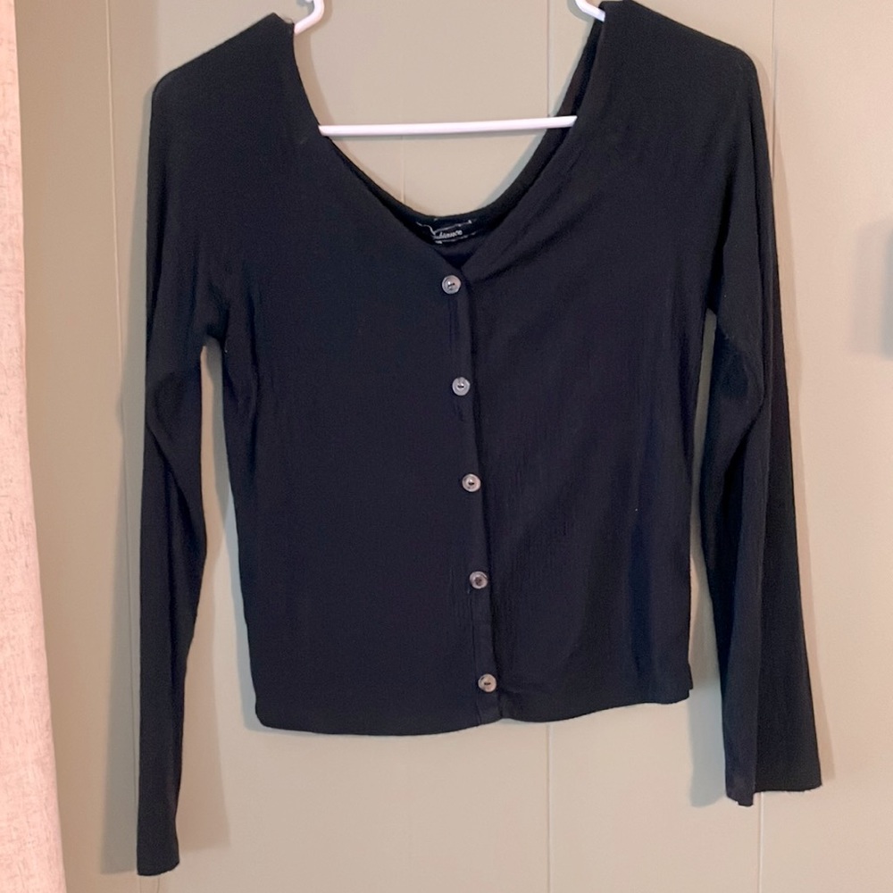 Black Henley long sleeve top